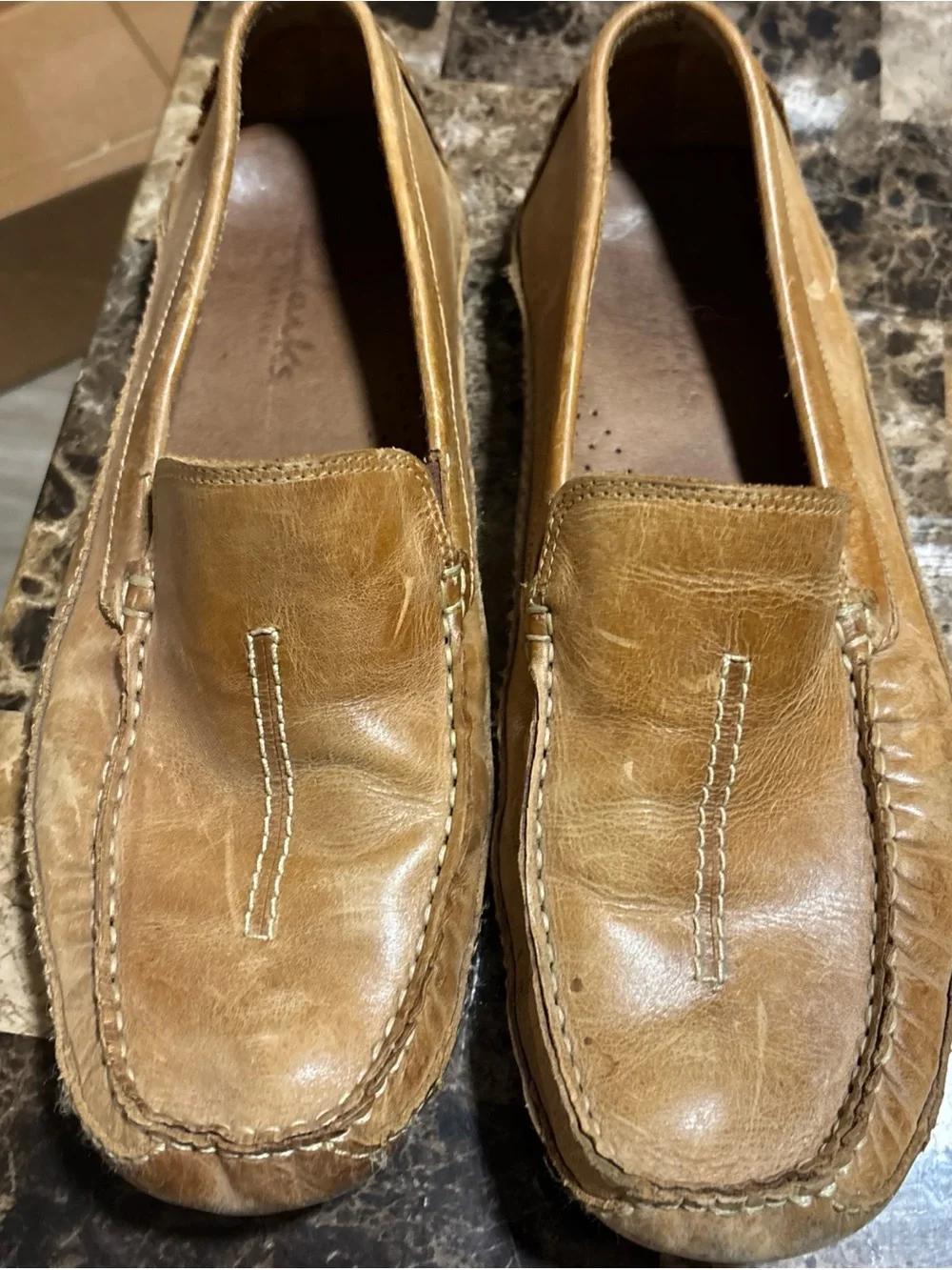Clarks Men's Leather Slip-On Loafers in Light Brown